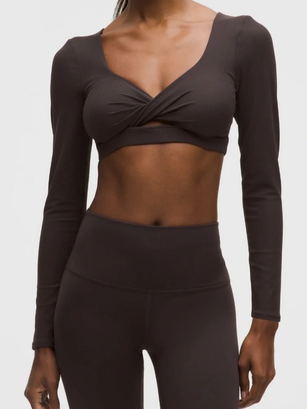 Lululemon Ribbed Nulu Long Sleeve Bra Top in Sequoia